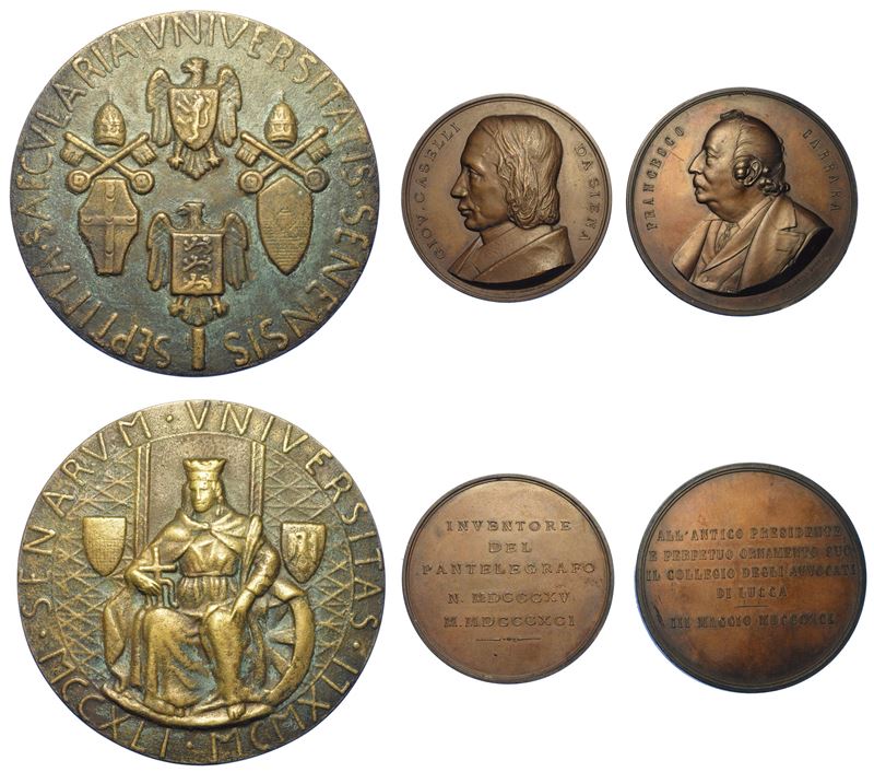 LUCCA E SIENA. Lotto di tre medaglie.  - Auction Numismatics - Medals and popes - II - Cambi Casa d'Aste