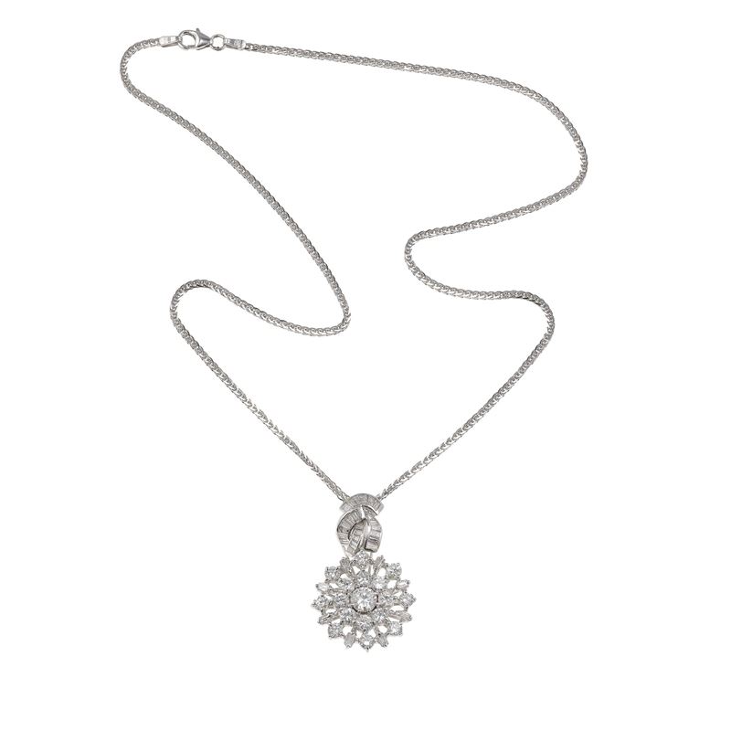 Diamond and gold pendent necklace  - Auction Fine Jewellery - Cambi Casa d'Aste