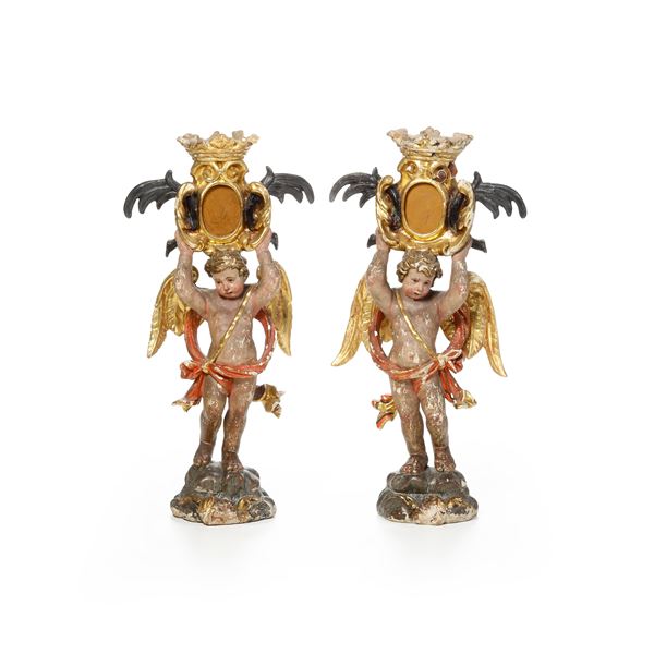 Coppia di reliquiari. Arte barocca italiana del XVIII secolo