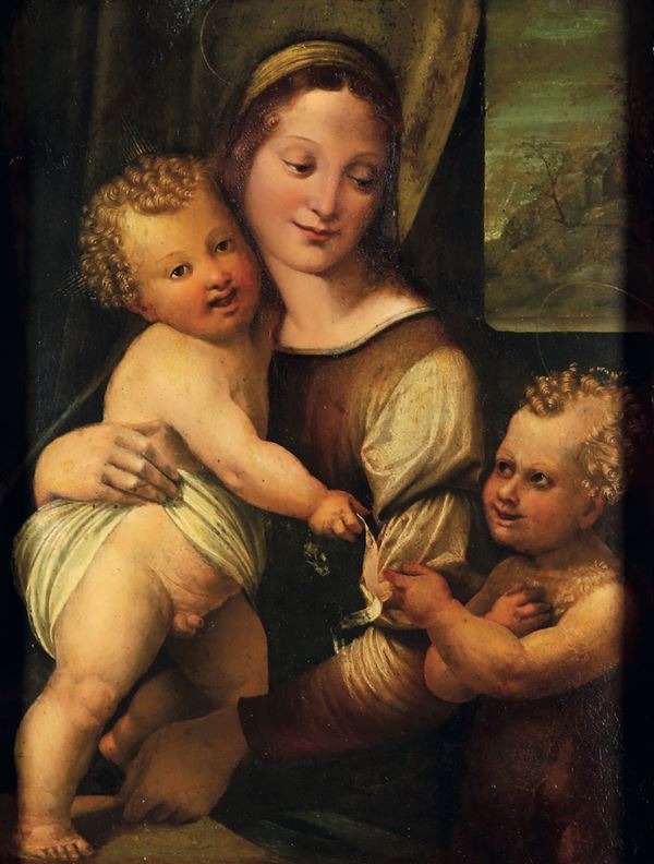 Scuola lombarda del XVI secolo Madonna con Bambino e San Giovannino