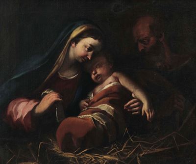 Sacra Famiglia, olio su tela