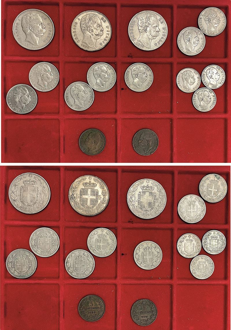REGNO D’ITALIA. UMBERTO I DI SAVOIA, 1878-1900. Lotto di quindici monete.  - Asta Numismatica - I - Cambi Casa d'Aste