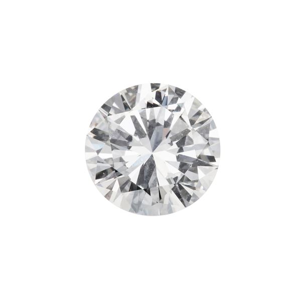 Diamante taglio brillante di ct 3.43, colore E, caratteristiche interne VS2, fluorescenza nulla