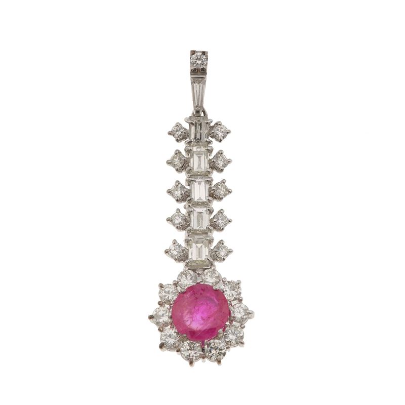 Diamond, ruby and gold pendant  - Auction Fine Jewellery - Cambi Casa d'Aste