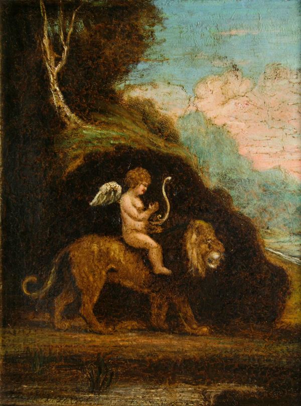 Scuola del XVIII/XIX secolo Cupido e il leone