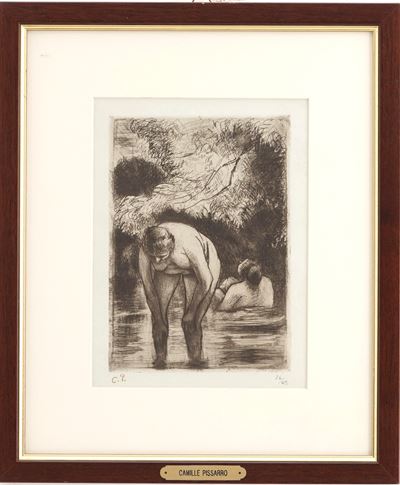 Pissarro, Camille, Les deux baigneuses, acquaforte e acquatinta, 1895