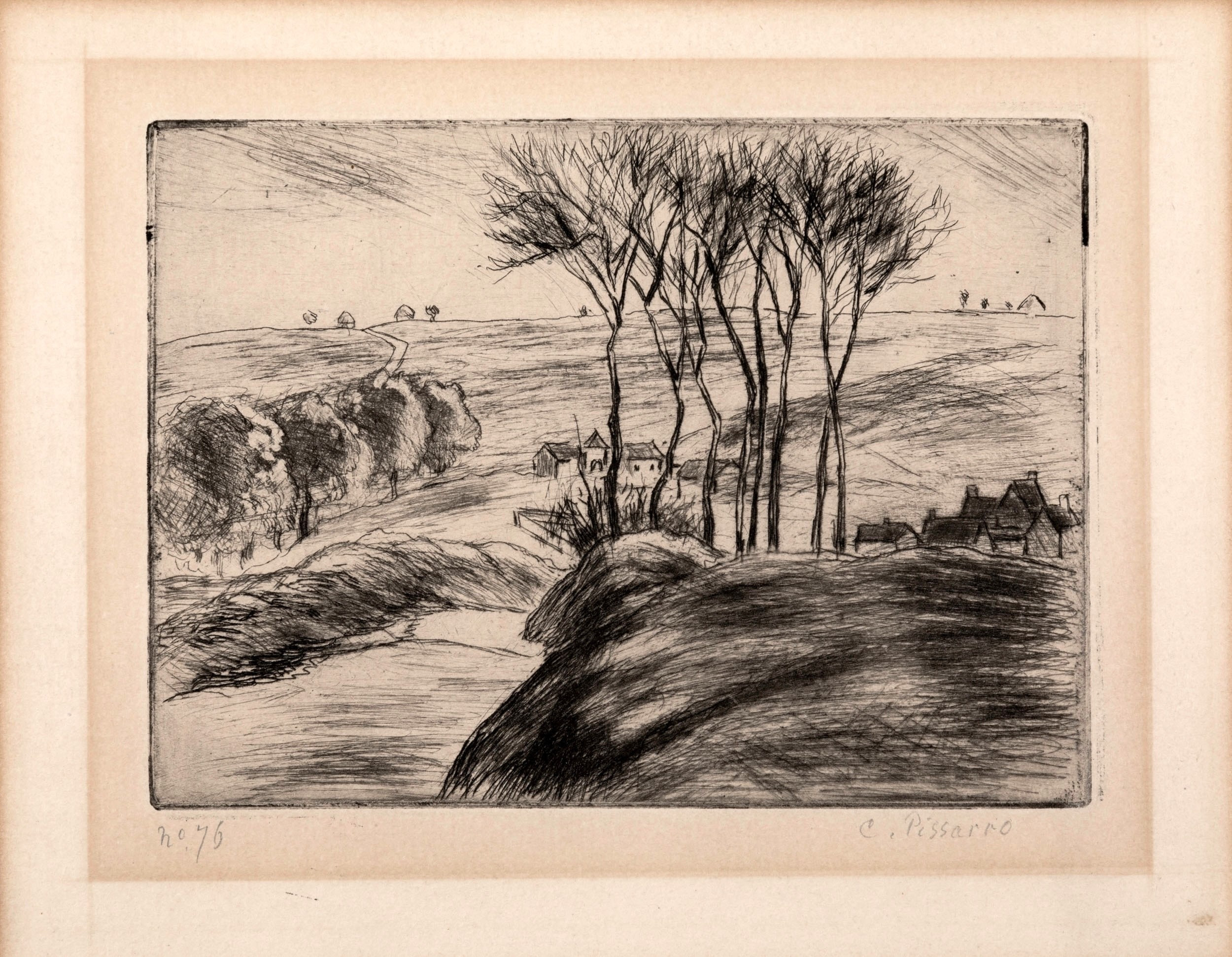 Pissarro, Paysage à Osny, 1887, acquaforte su carta