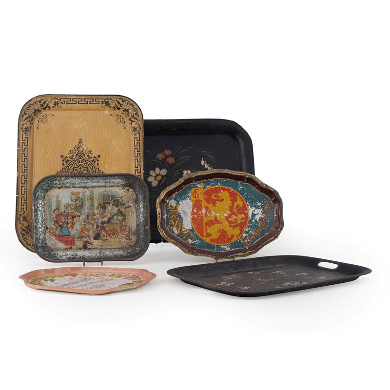 Lotto di vassoi in legno dipinto  - Asta Antiquariato - Cambi Casa d'Aste