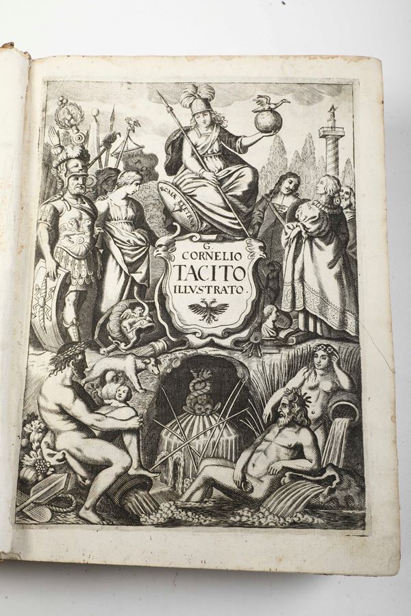 Tacito Publio Cornelio (Gaio) (55-117 d.C.) Opere..Annali, Historia, Costumi de' Germani, Vita di Agricola.. In Venetia, presso Paolo Baglioni, 1665