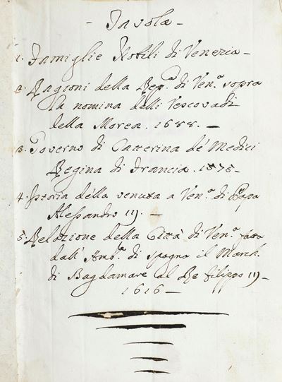 Manoscritto Anonimo del Secolo XVII Famiglie Nobili di Venezia / Ragioni della Repubblica di Vene...