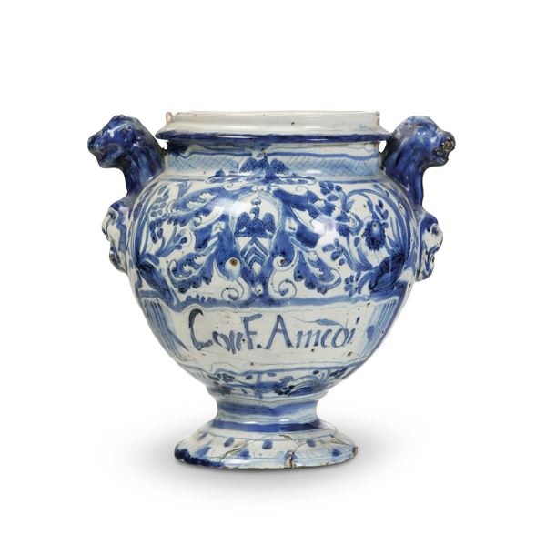 Vaso da elettuari Savona, Albisola, Fabbrica Grosso, seconda metà del XVII secolo 