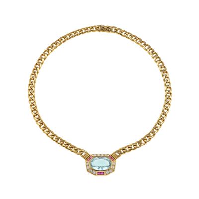 Bulgari. Girocollo con Acquamarina, Diamanti e Rubini