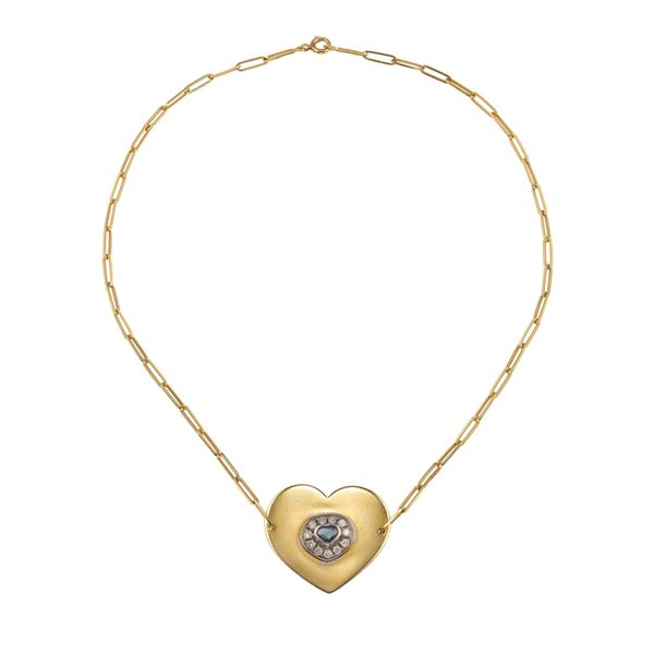 Din Van per Cartier. Girocollo "Cuore" con zaffiro e diamanti