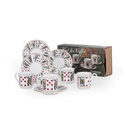 Set Elisabettiano di Quattro Tazze e Piattini di Demitasse in Porcellana Fine Staffordshire, Entr...
