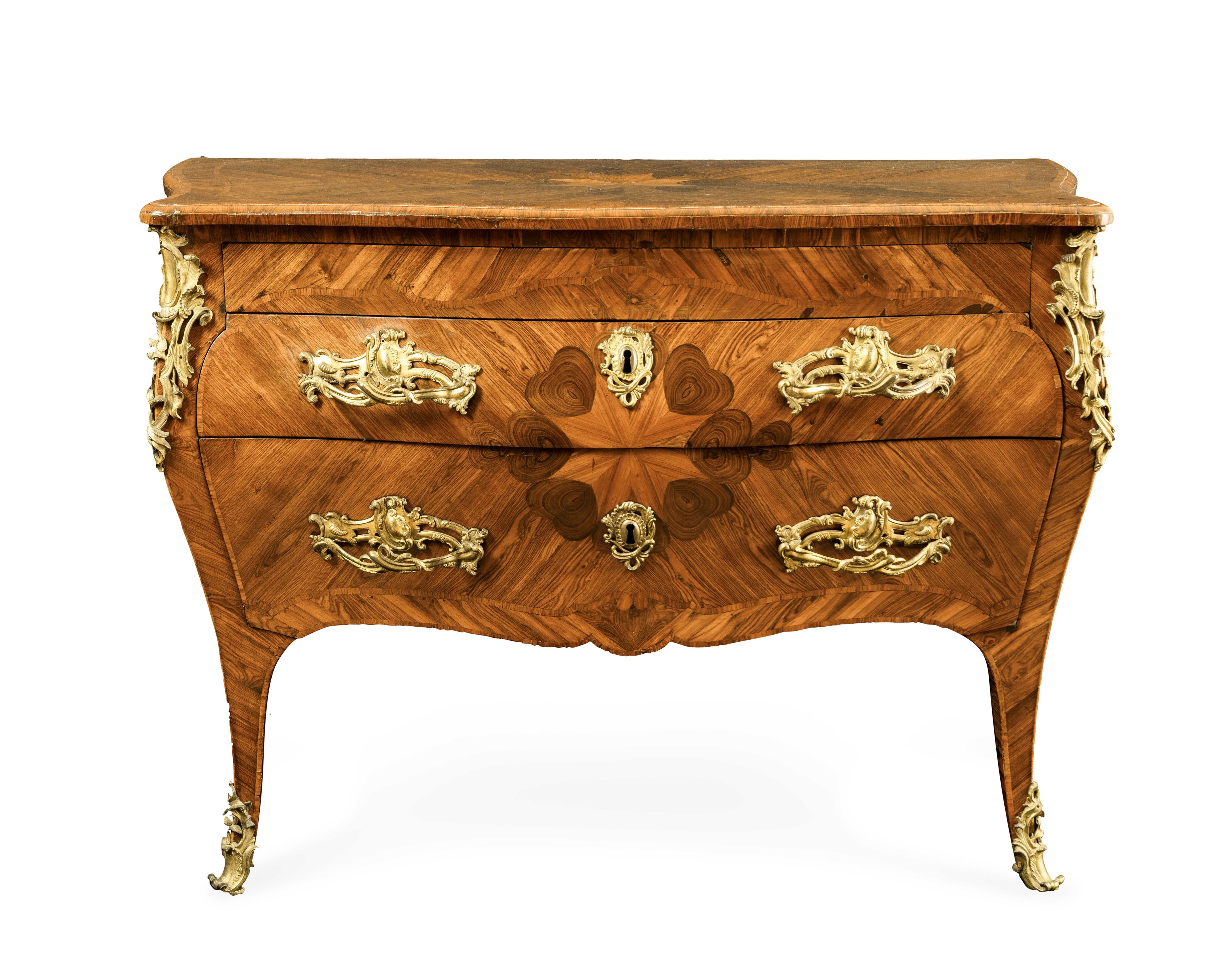 Coppia di Comò Lastronati in Violetto e Bois De Rose di Forme Luigi XV, 1765-75 Circa.
