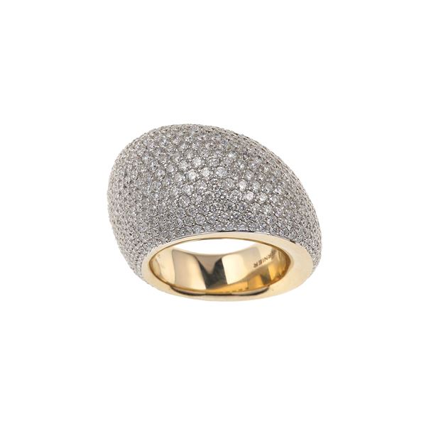 Diamond and gold "Pirouette" ring. Signed and numbered Vhernier 295083