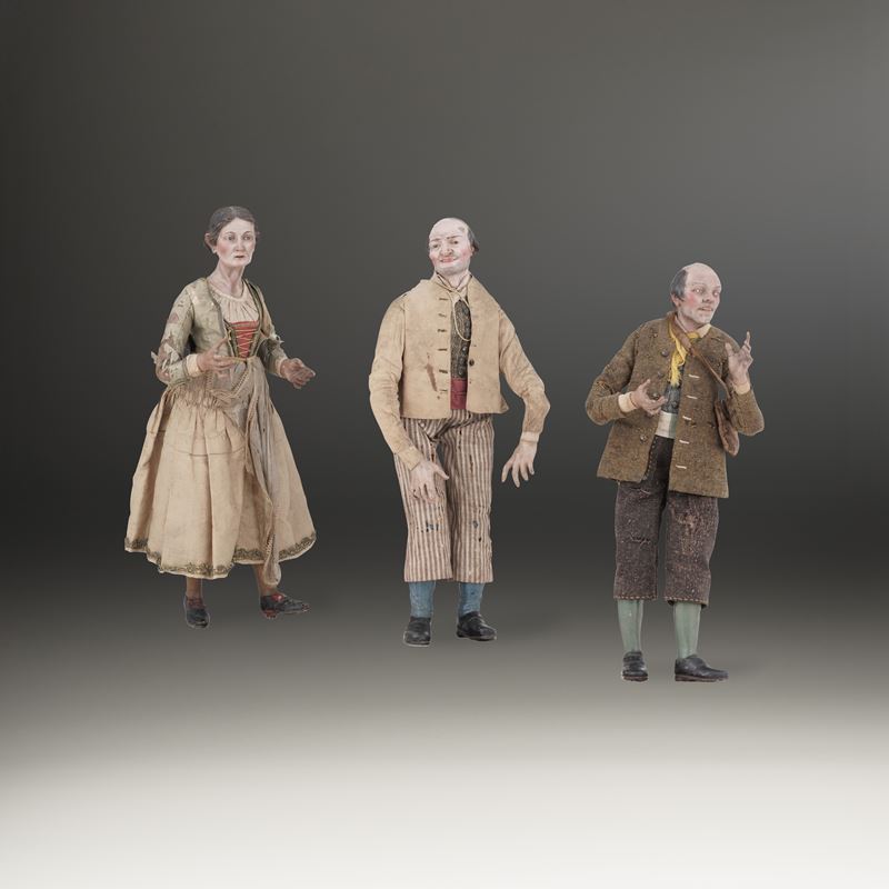 Tre contadini da presepe. Napoli XVIII secolo  - Asta Scultura e Oggetti d'Arte - Cambi Casa d'Aste