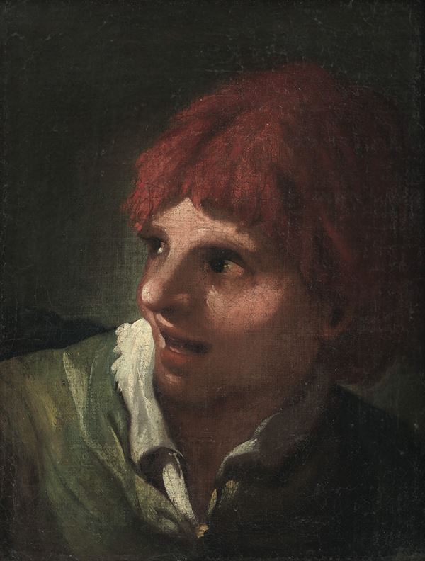 Scuola veneta del XVIII secolo Figura maschile con cappello rosso