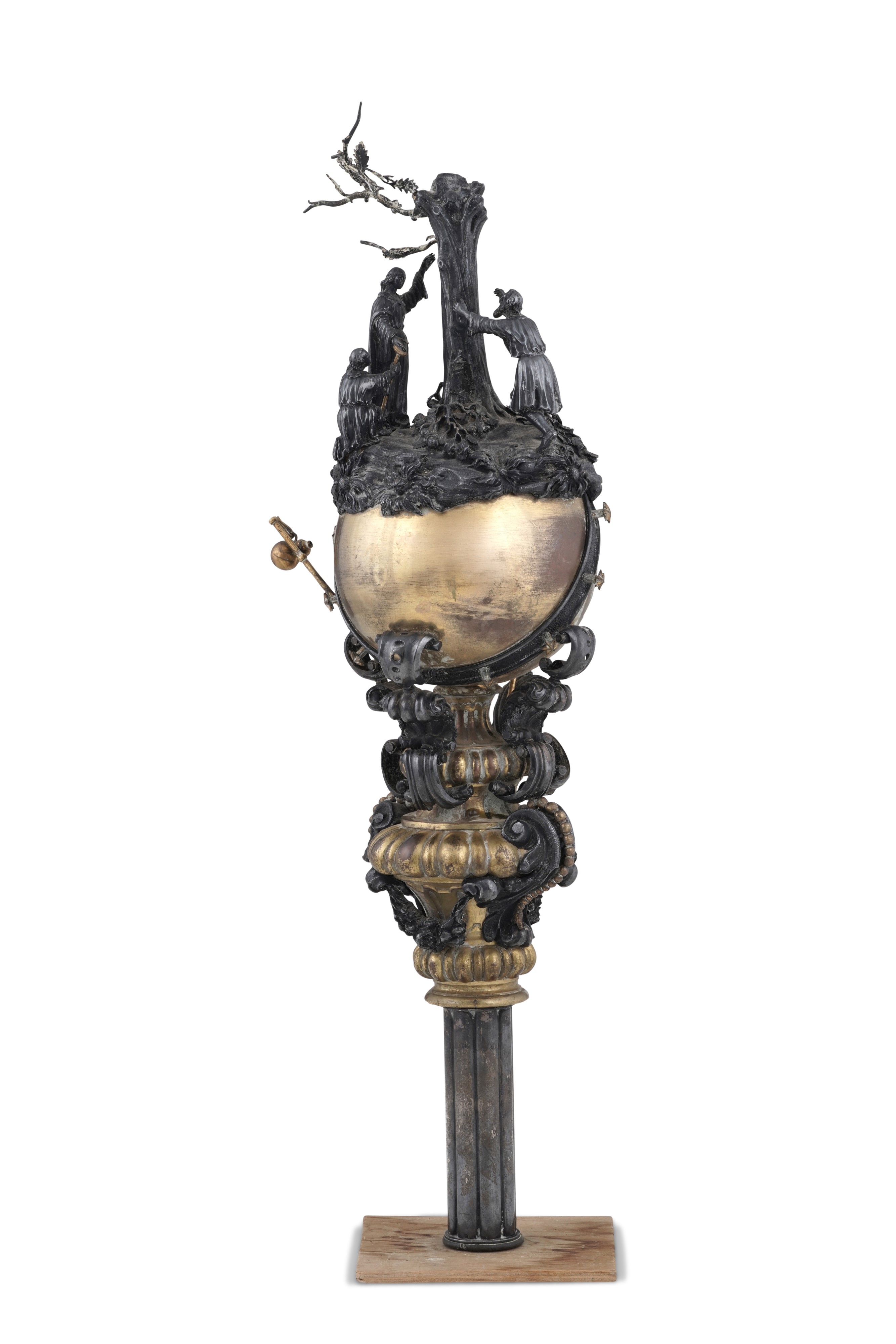 Oreficeria D'oltralpe (germania ?), XVIII Secolo Terminale di Mazza Processionale Raffigurante il...