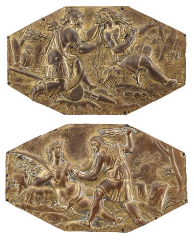 Due Placche Barocche Raffiguranti Scene Mitologiche.nord Italia o Germania, XVII Secolo