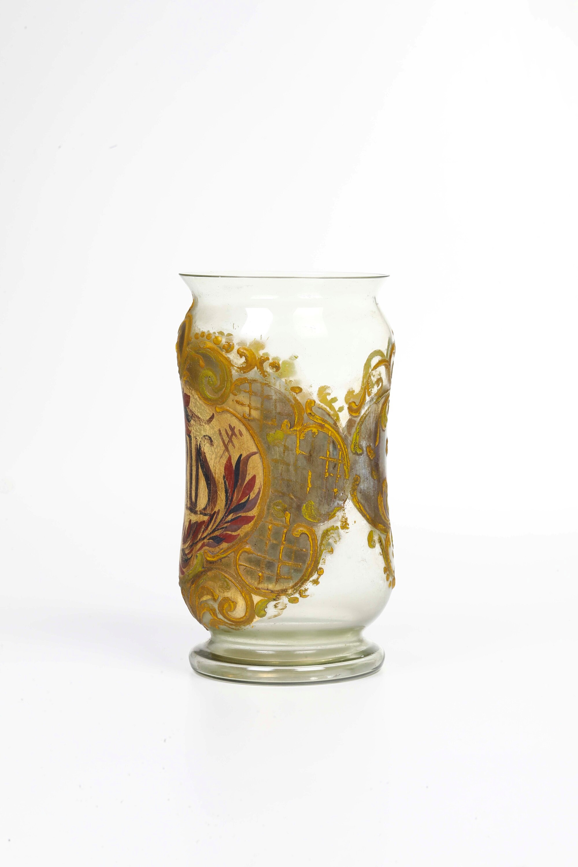 Vaso apotecario, vetro dipinto, probabilmente Murano, XX secolo