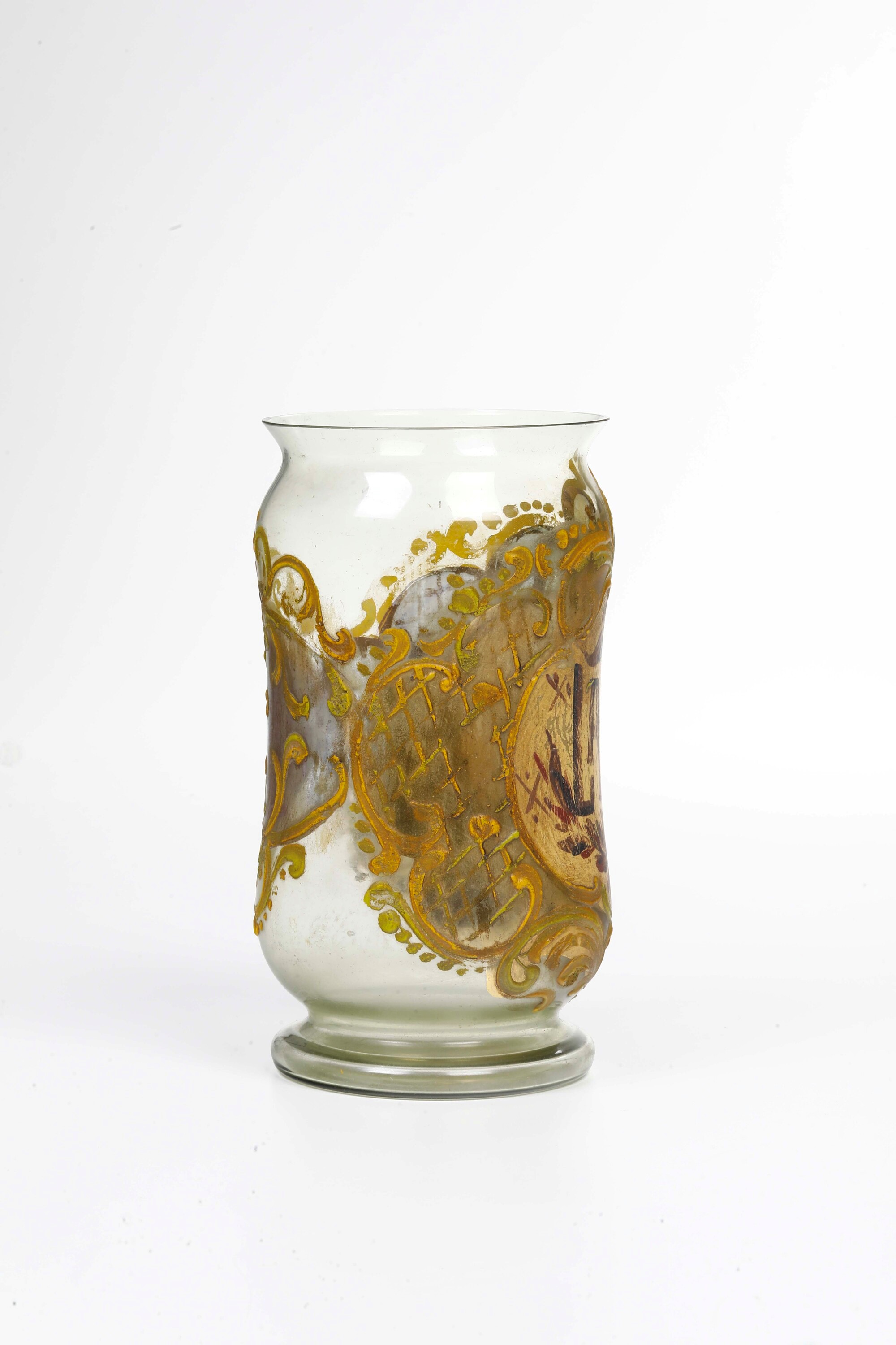 Vaso apotecario, vetro dipinto, probabilmente Murano, XX secolo