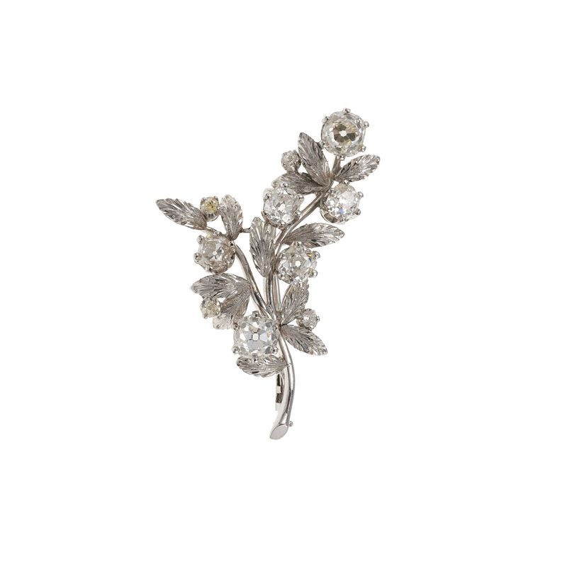 Old-cut diamond and platinum brooch  - Auction Fine Jewellery - Cambi Casa d'Aste