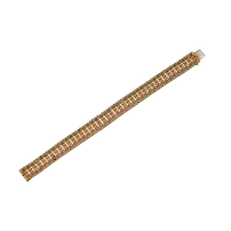 Ruby, sapphire and gold bracelet  - Auction Fine Jewellery - Cambi Casa d'Aste