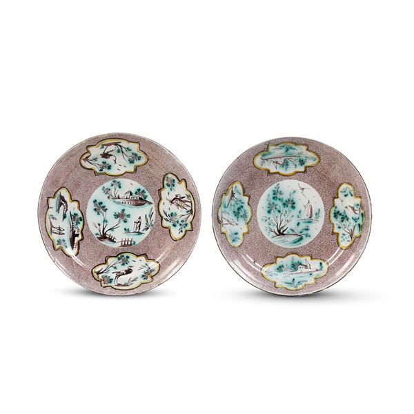 Coppia di piatti Savona o Albisola, metà del XVIII secolo 