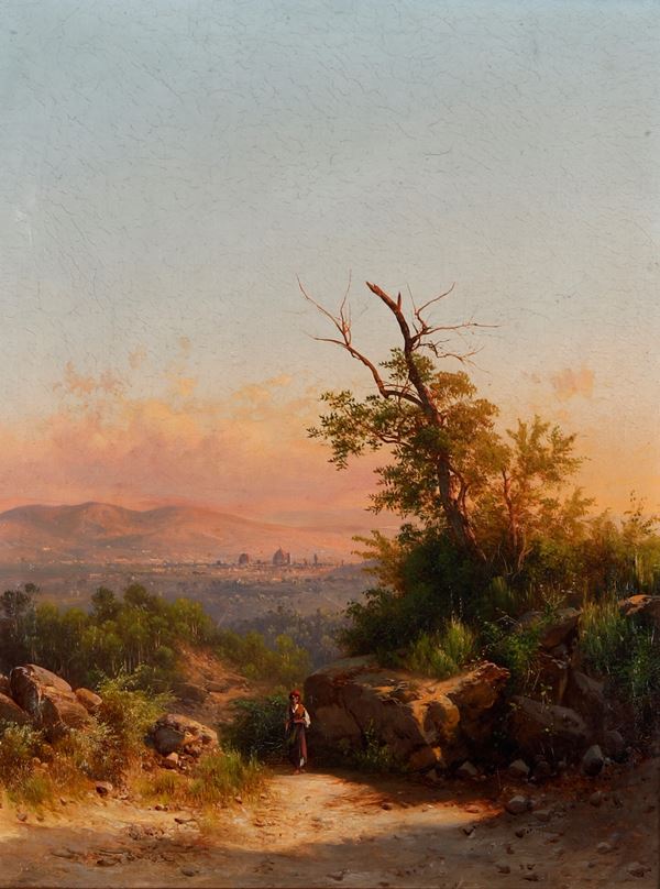 Paesaggio con viandante e Firenze in lontananza