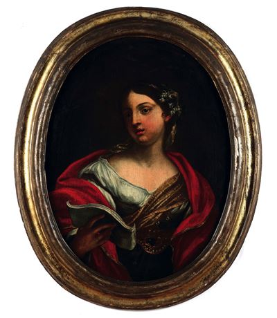 Scuola del XVII secolo, Allegoria della Musica, olio su tela ovale