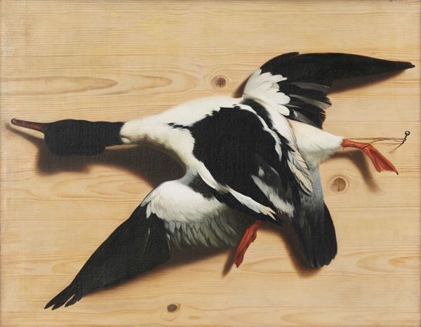 Scuola del XIX secolo Natura morta con anatra