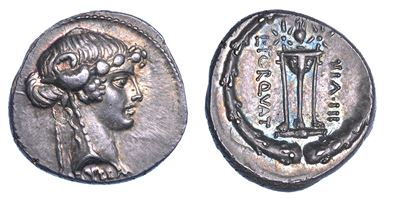 Manlia. L. Manlius Torquatus. Denario, Anno 65.