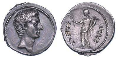 Ottaviano Augusto, 27 a.C. - 14 D.C. Denario.