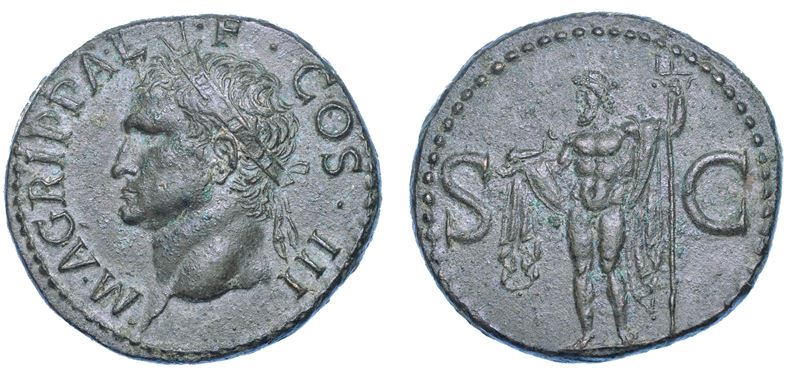 AGRIPPA, +12 D.C. Asse, dopo anno 37.  - Auction Numismatics - I - Cambi Casa d'Aste