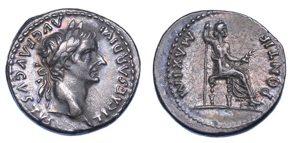 TIBERIO, 14-37. Denario, anni 14-37. Lugdunum.