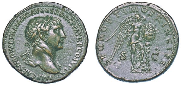 TRAIANO, 98-117. Sesterzio, anni 104-111.