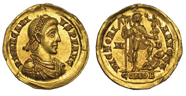 ARCADIO, 383-408. Solido, anni 394-395. Mediolanum.