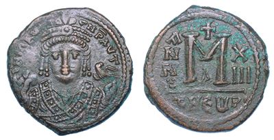 Maurizio Tiberio, 582-586. Follis o da 40 Nummi. Teopoli (antiochia).