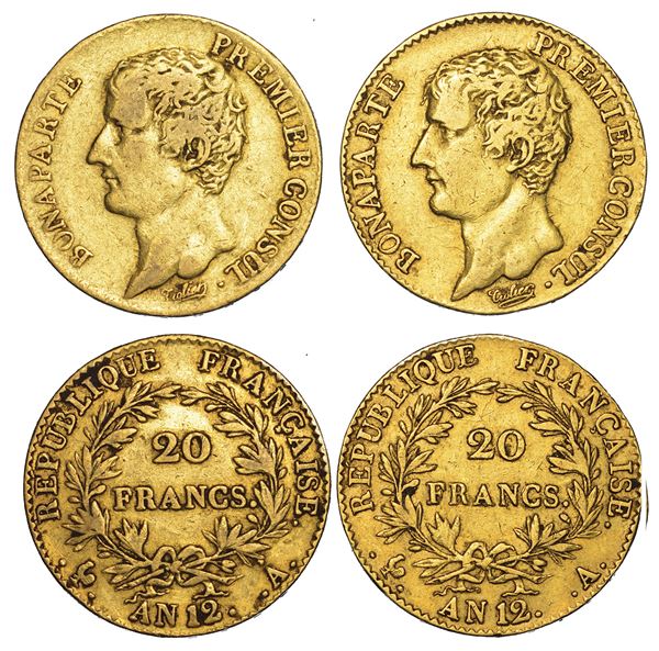 FRANCIA. NAPOLEONE (Console), 1799-1804). Lotto di due esemplari.