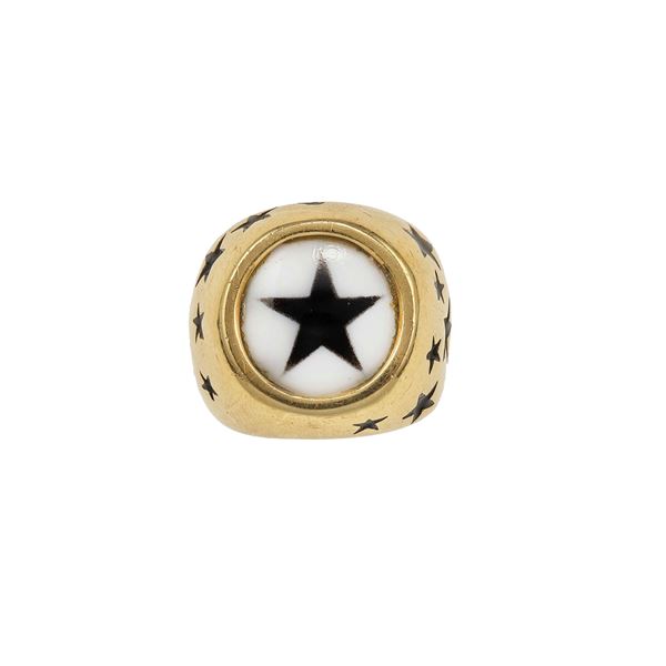 Anello "Stelle" con smalto e ceramica dipinta