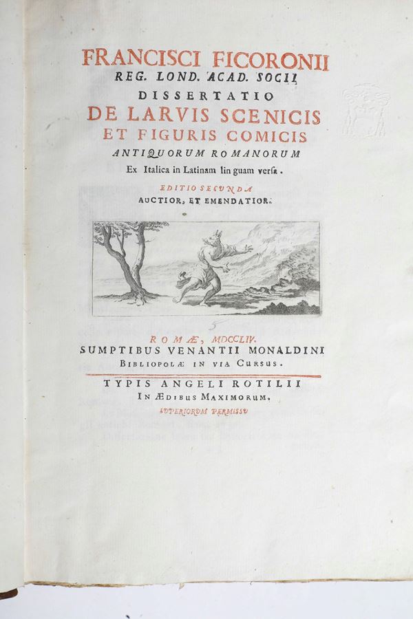 Ficoroni Francesco (1664-1747)  De Larvis Scenicis et Figuris Comicis Roma, Monaldini, 1754