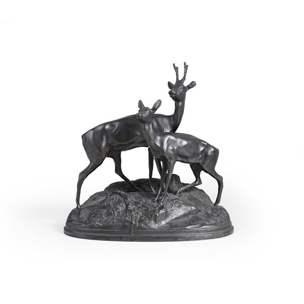 Due caprioli. Firma Wangen alla base. XX secolo