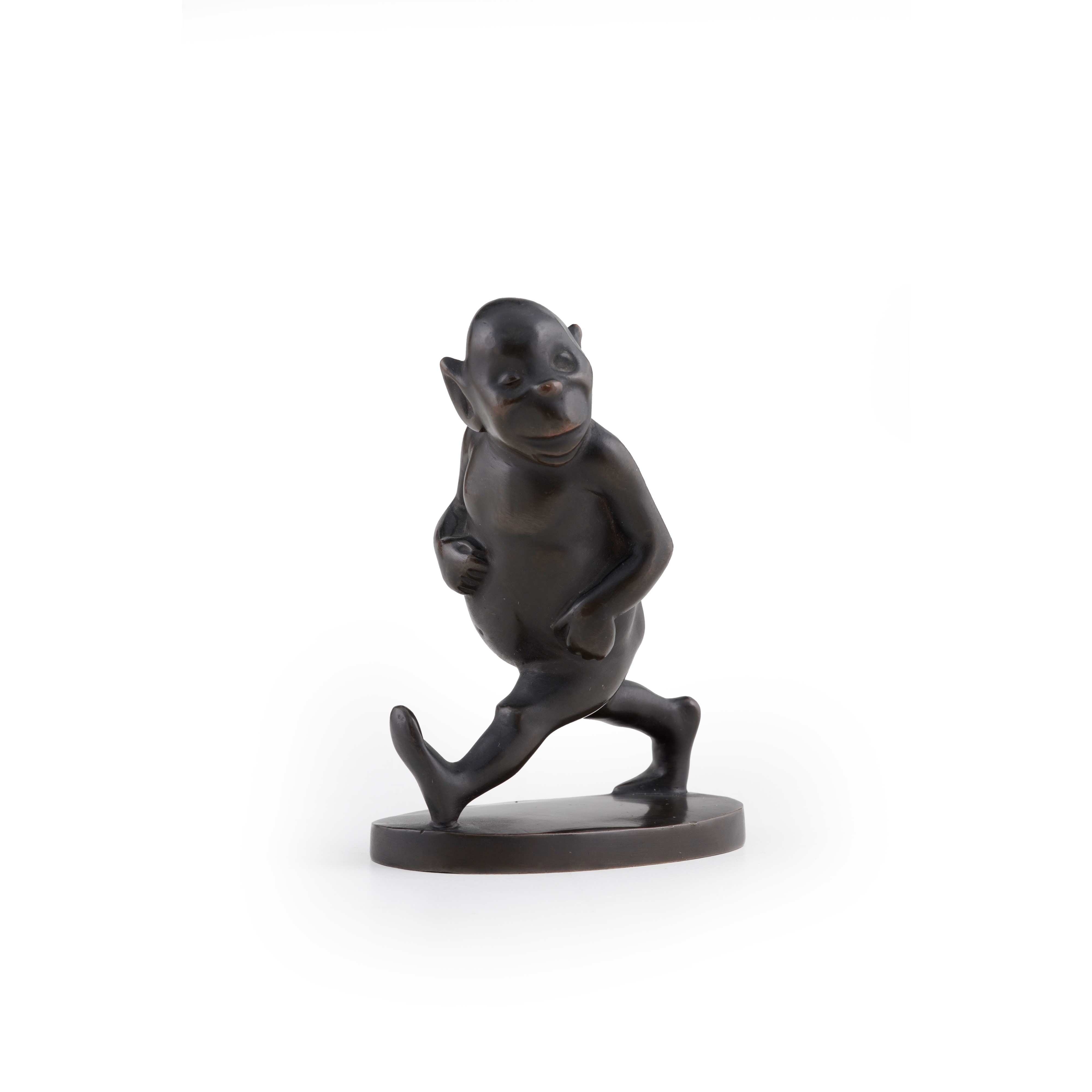 Figura caricaturale, bronzo fuso e patinato, XX secolo