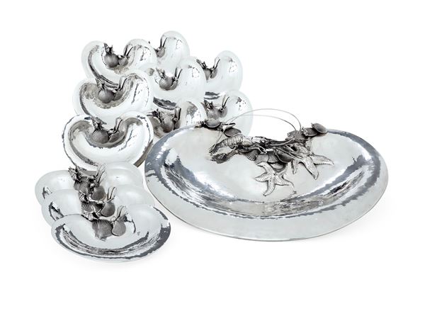 Servizio da pesce. Argenteria italiana del XX secolo, argentiere Giuseppe Barraia, Palermo