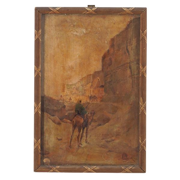 Anonimo del XIX secolo Paesaggio orientale con cammelli