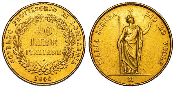 MILANO. GOVERNO PROVVISORIO DI LOMBARDIA, 1848. 40 Lire 1848.