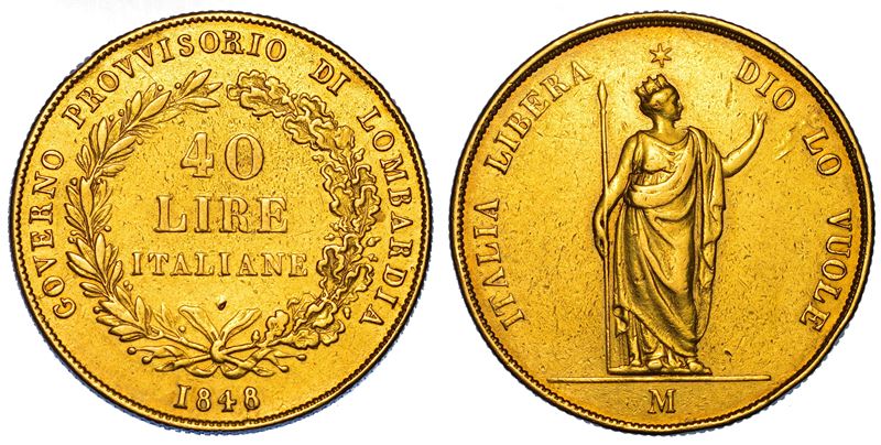 MILANO. GOVERNO PROVVISORIO DI LOMBARDIA, 1848. 40 Lire 1848.  - Asta Numismatica - I - Cambi Casa d'Aste