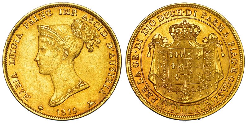 PARMA. MARIA LUIGIA D'AUSTRIA, 1815-1847. 40 Lire 1815.  - Auction Numismatics - I - Cambi Casa d'Aste