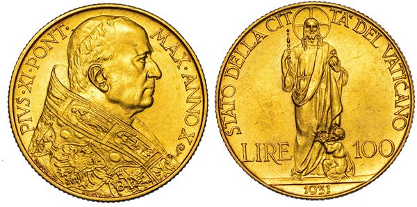 VATICANO. PIO XI, 1922-1939. 100 Lire 1931/A. X.